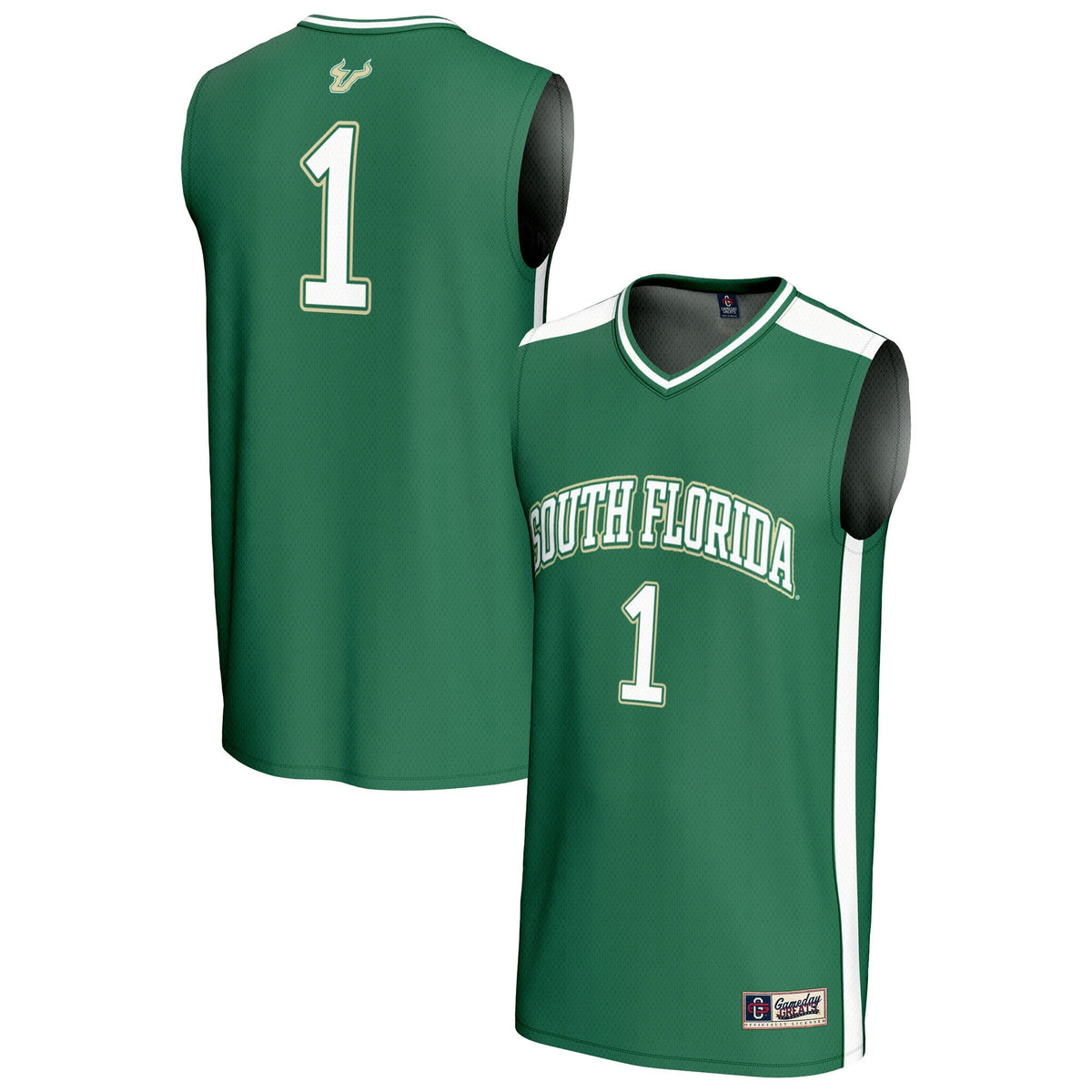 #1 South Florida Bulls Lightweight Collegiate Basketball Fashion Jersey - Green product image 2, provided for visual