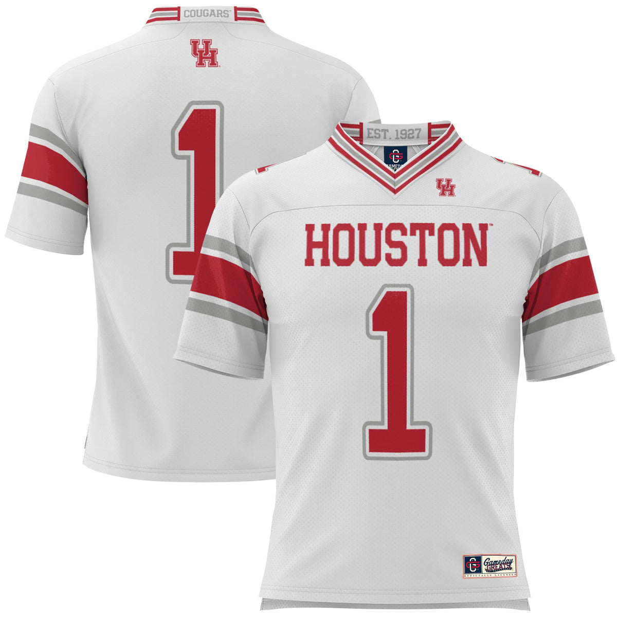 #1 Houston Cougars Football Jersey - White product image 1, provided for visual reference and product detail review