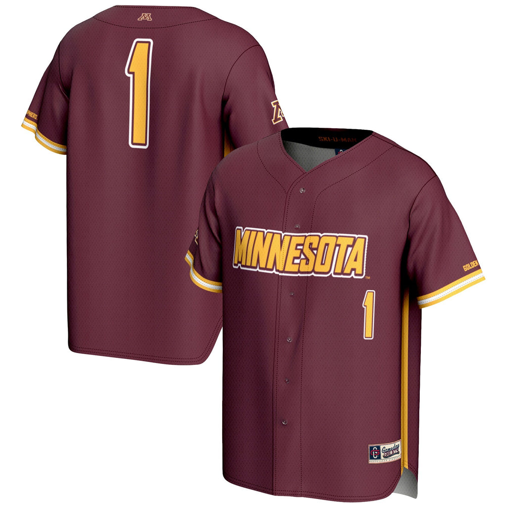 #1 Minnesota Golden Gophers Lightweight Baseball Jersey - Maroon product image 1, provided for visual reference and product