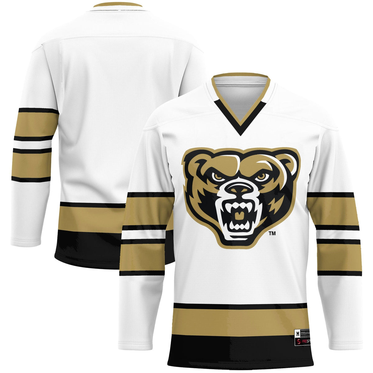 Oakland Golden Grizzlies Hockey Jersey - White product image 1, provided for visual reference and product detail review