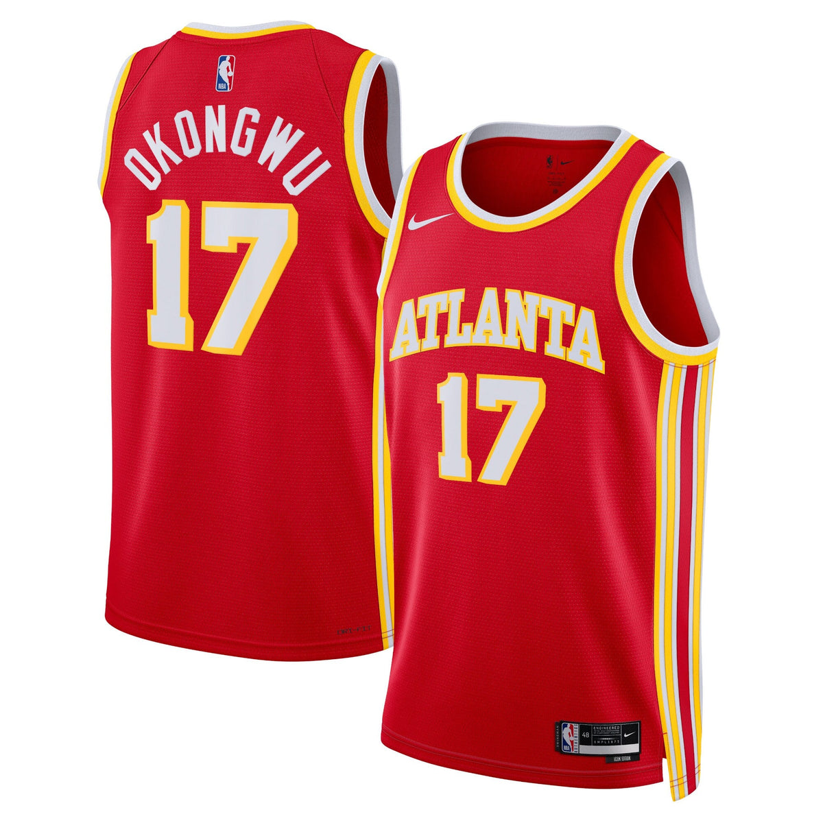 Atlanta Hawks Icon Edition Swingman Jersey - Red - Onyeka Okongwu product image 1, provided for visual reference and product