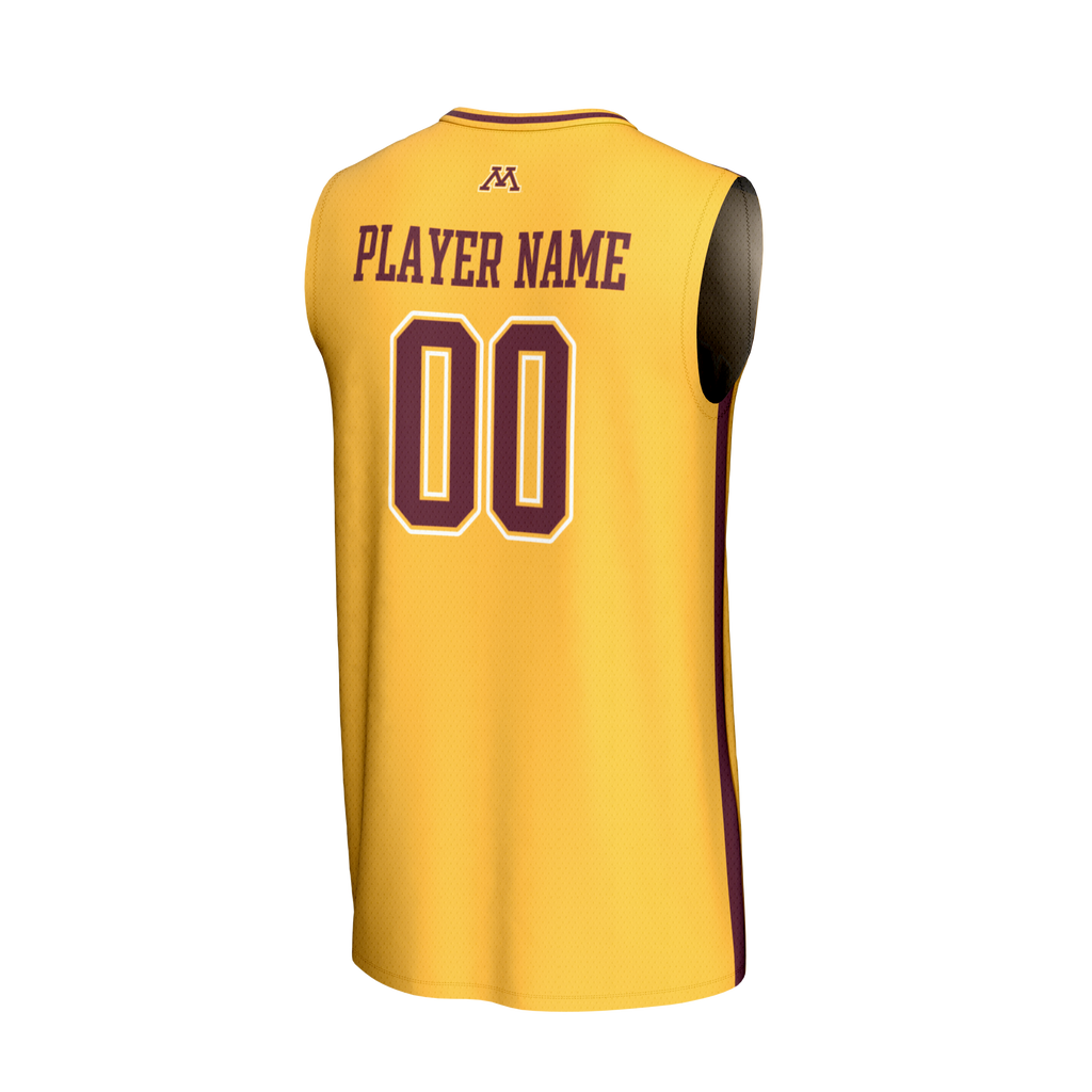 Minnesota Golden Gophers NIL Pick-A-Player Lightweight Basketball Fashion Jersey - Gold product image 4, provided for visual