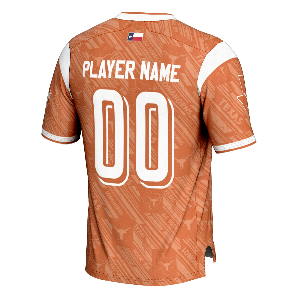 Texas Longhorns Highlight Print NIL Pick-A-Player Football Jersey - Texas Orange product image 4, provided for visual