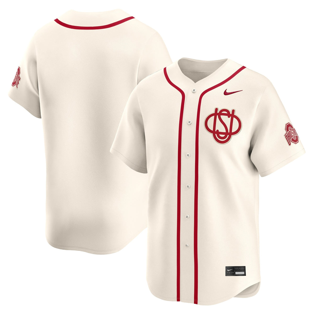 Cream Ohio State Buckeyes Alternate Limited Baseball Jersey product image 1, provided for visual reference and product
