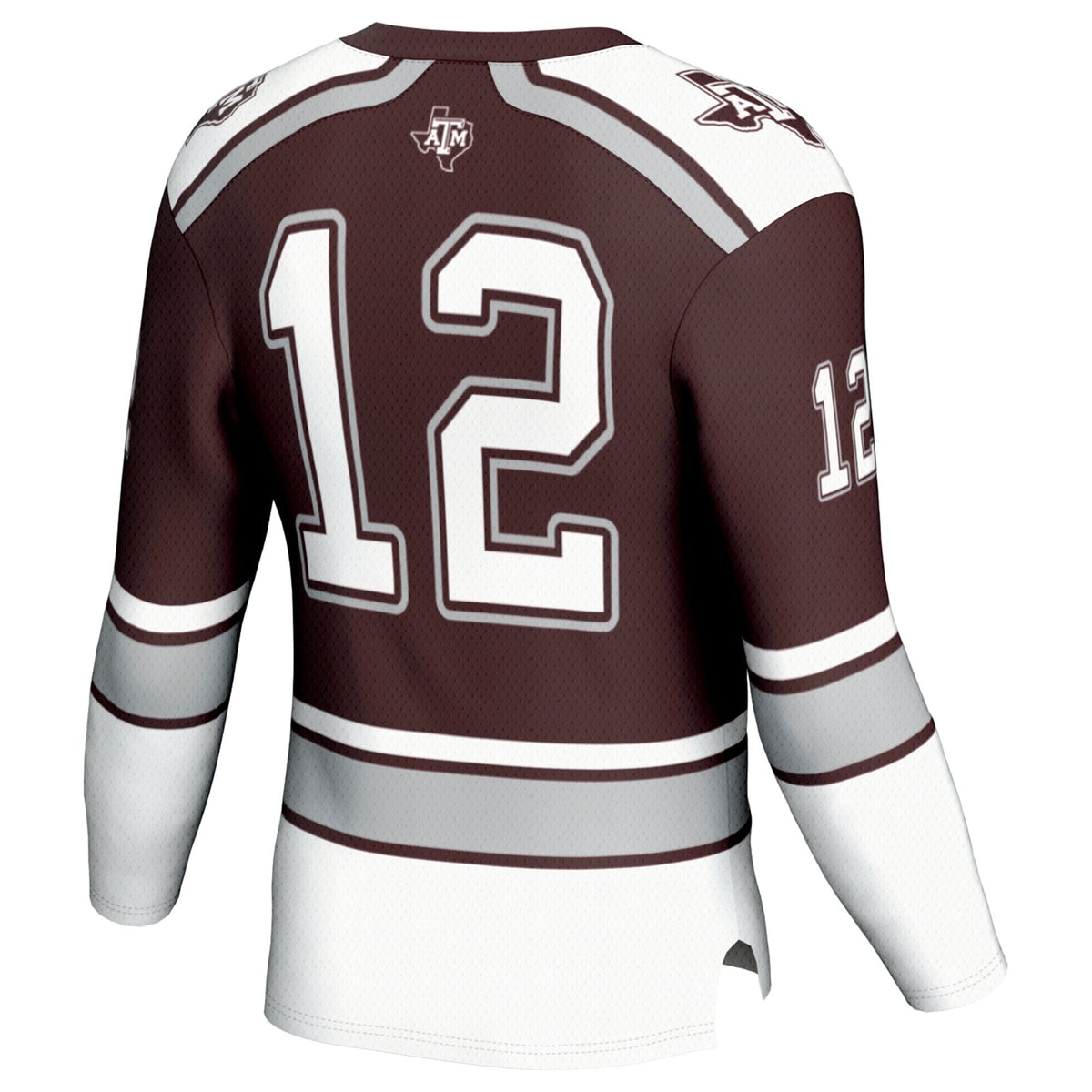 #12 Texas A&M Aggies Hockey Fashion Jersey – Maroon product image 4, provided for visual reference and product detail review