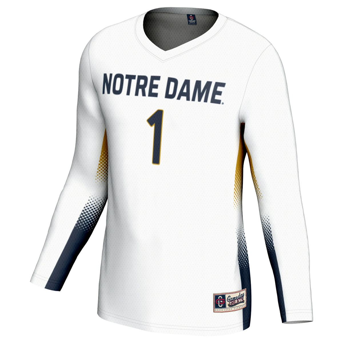 #1 Notre Dame Fighting Irish Lightweight Volleyball Jersey - White product image 3, provided for visual reference and