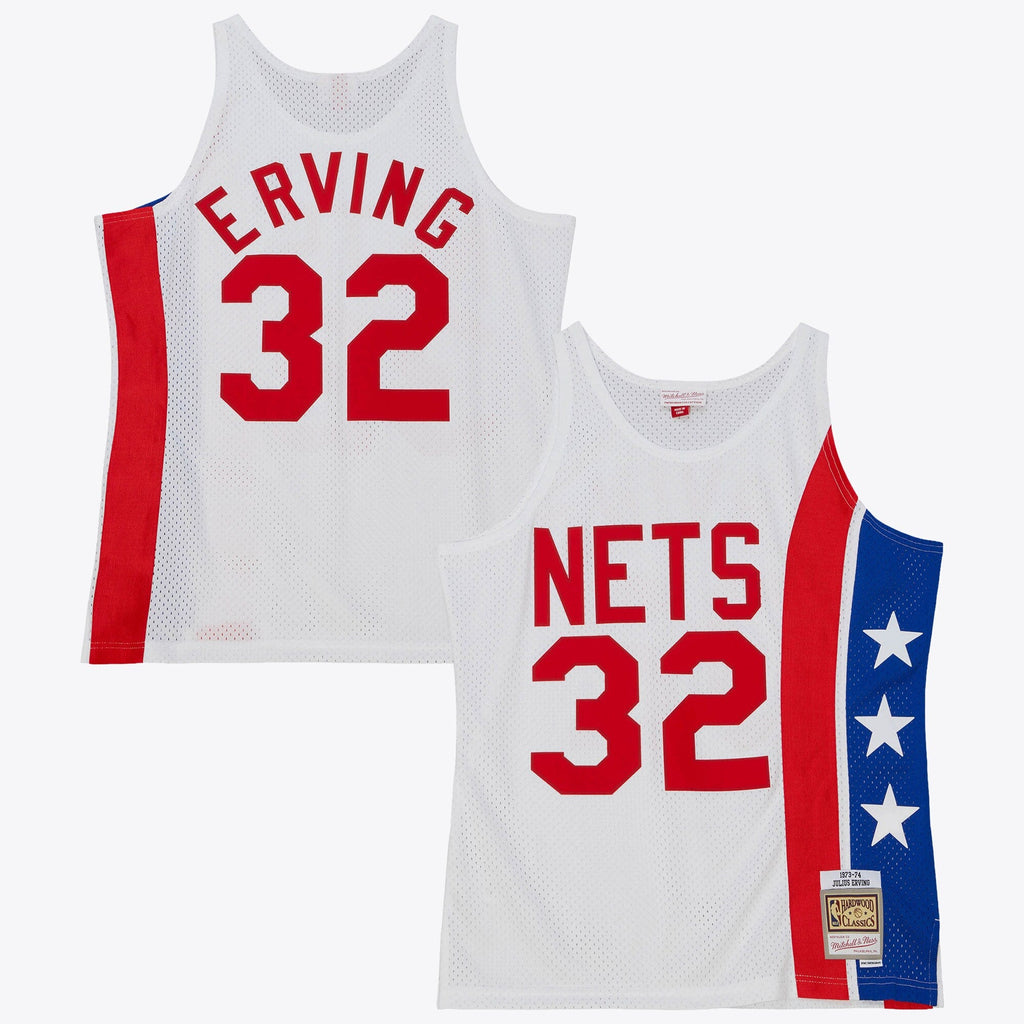Brooklyn Nets Julius Erving 1973 Home Authentic Jersey - White product image 1, provided for visual reference and product