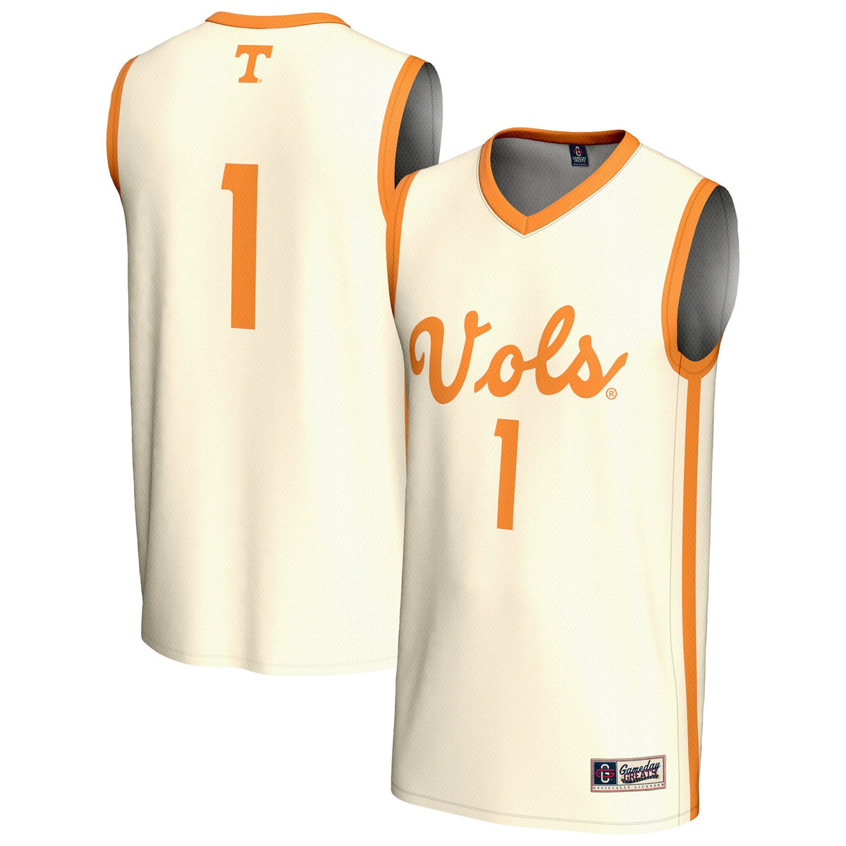 #1 Tennessee Volunteers Lightweight Basketball Fashion Jersey - Cream product image 1, provided for visual reference and