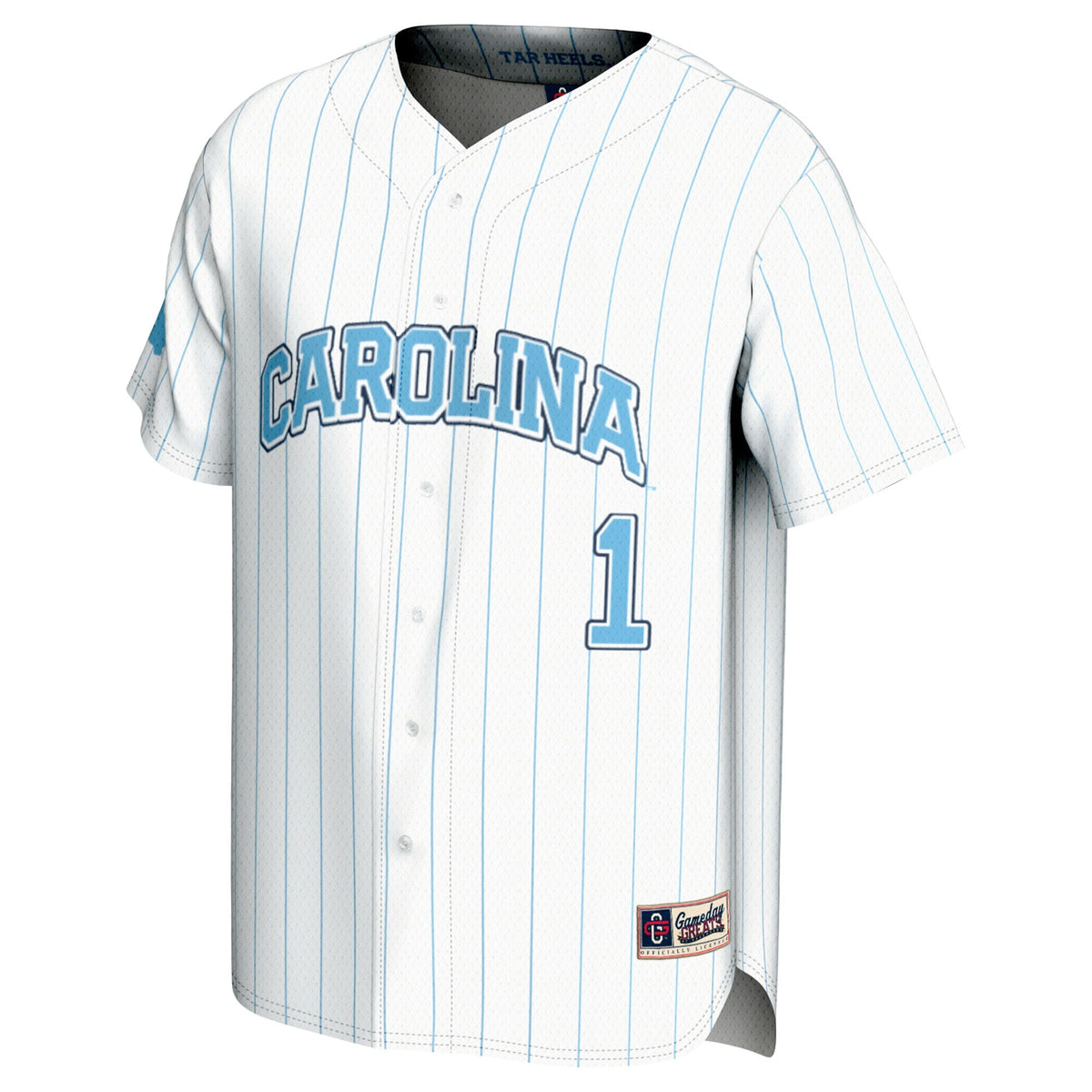 #1 North Carolina Tar Heels Lightweight Baseball Fashion Jersey - White product image 3, provided for visual reference and