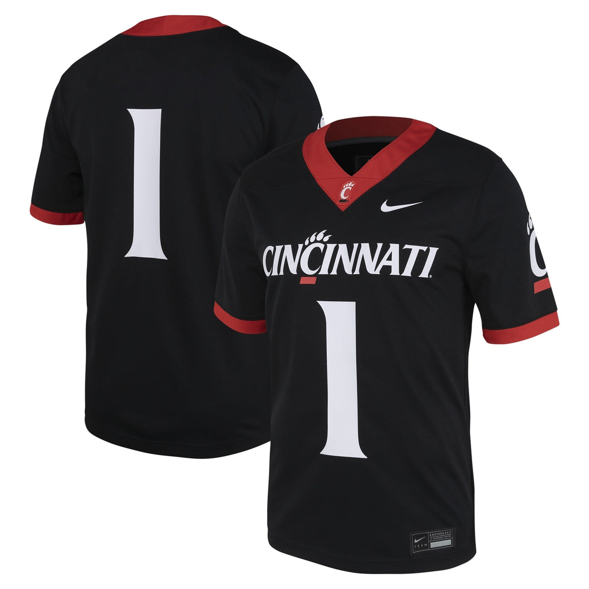 #1 Cincinnati Bearcats Untouchable Football Jersey – Black product image 2, provided for visual reference and product detail
