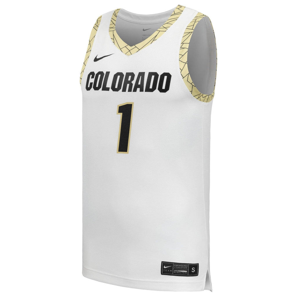 #1 White Colorado Buffaloes Replica Basketball Jersey product image 3, provided for visual reference and product detail