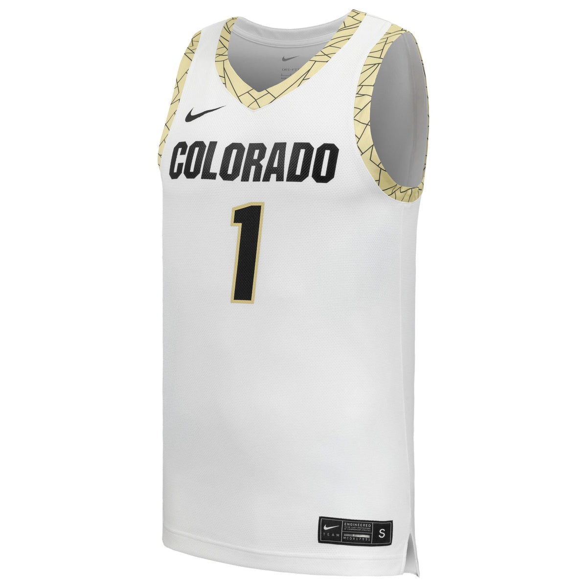 #1 White Colorado Buffaloes Replica Basketball Jersey product image 3, provided for visual reference and product detail