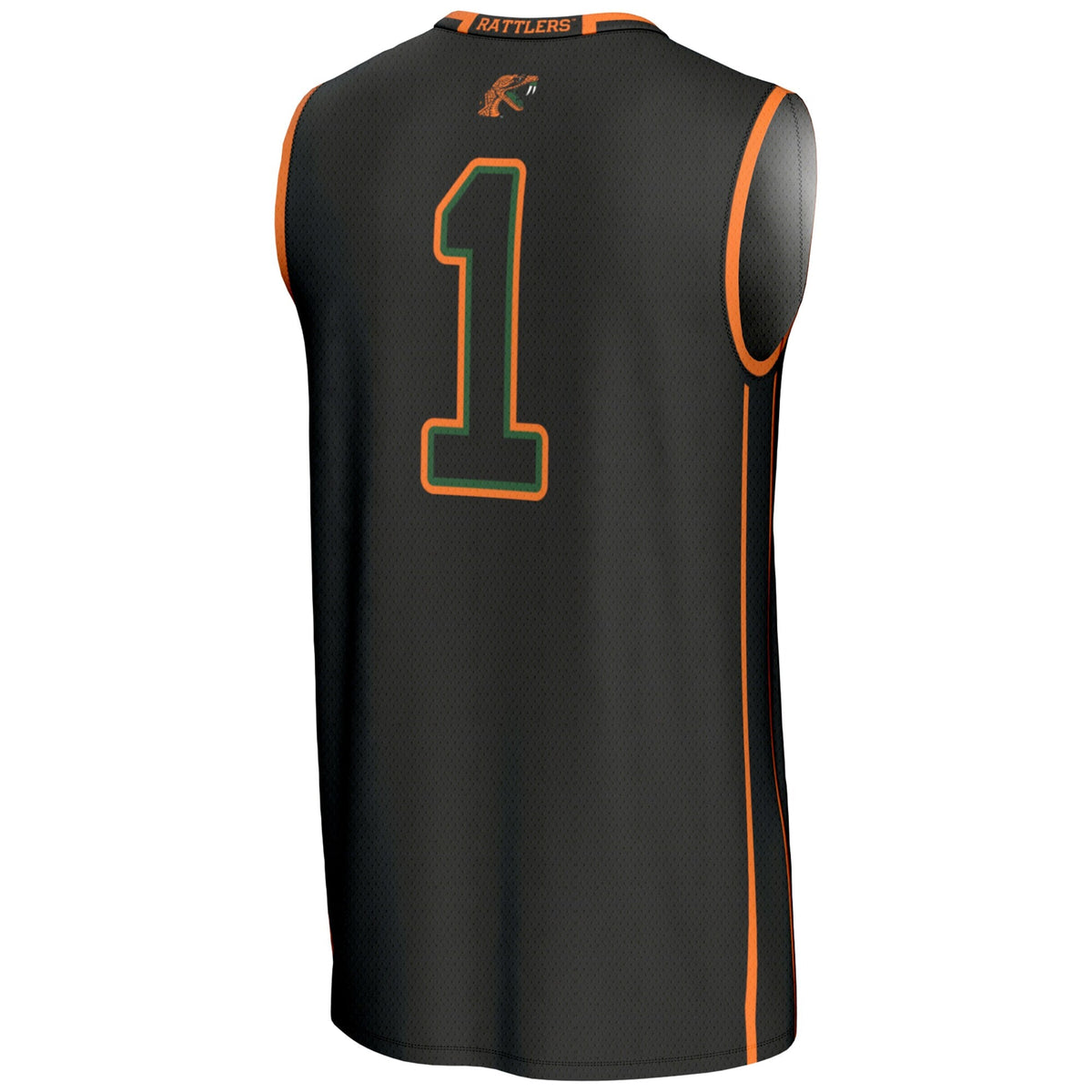 #1 Florida A&M Rattlers Lightweight Basketball Jersey - Black product image 4, provided for visual reference and product