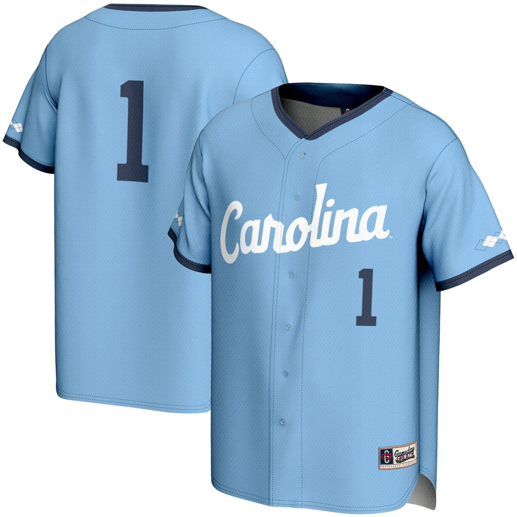 #1 North Carolina Tar Heels Lightweight Baseball Jersey - Carolina Blue product image 1, provided for visual reference and