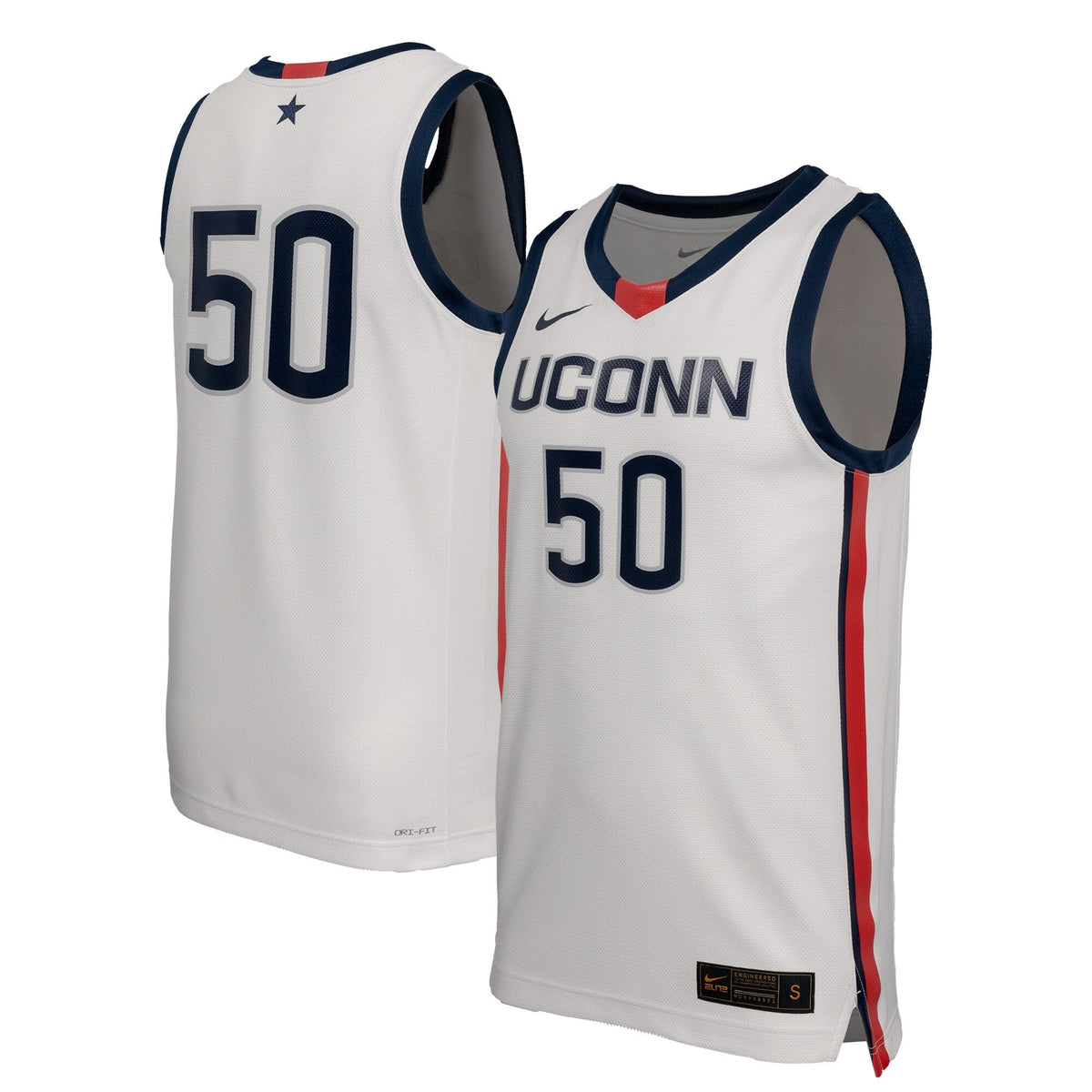 UConn Huskies Replica Basketball Jersey - White product image 2, provided for visual reference and product detail review