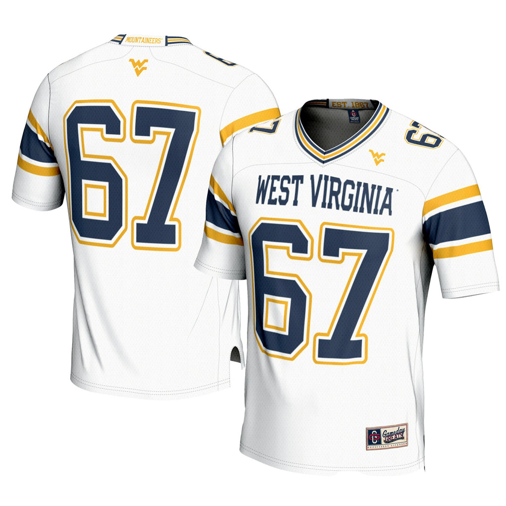 #1 West Virginia Mountaineers Football Jersey - White product image 2, provided for visual reference and product detail