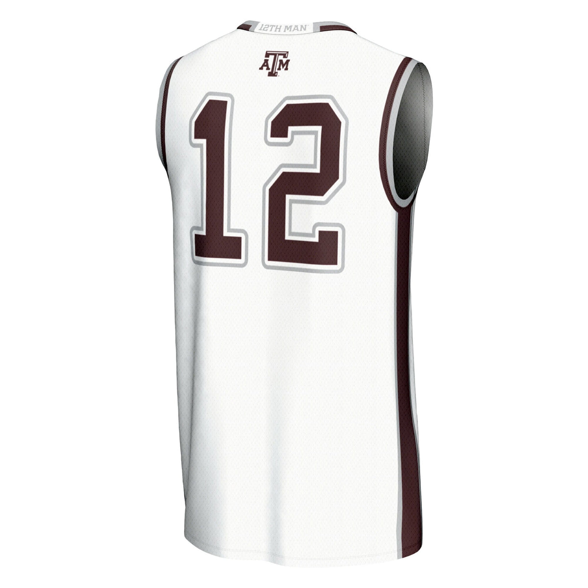 #12 Texas A&M Aggies Basketball Lightweight Fashion Jersey - White product image 4, provided for visual reference and