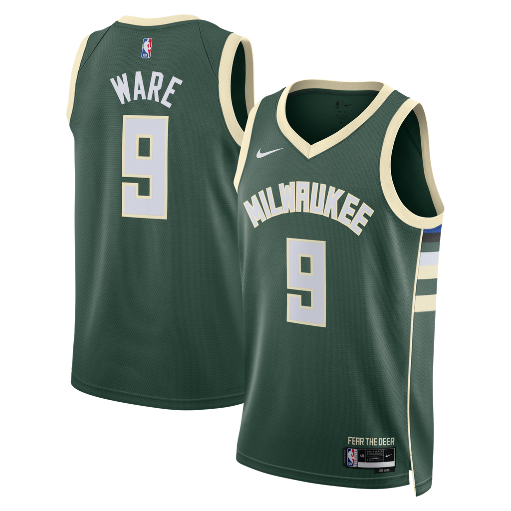 Milwaukee Bucks Icon Edition Swingman Jersey - White - Kel'el Ware product image 1, provided for visual reference and