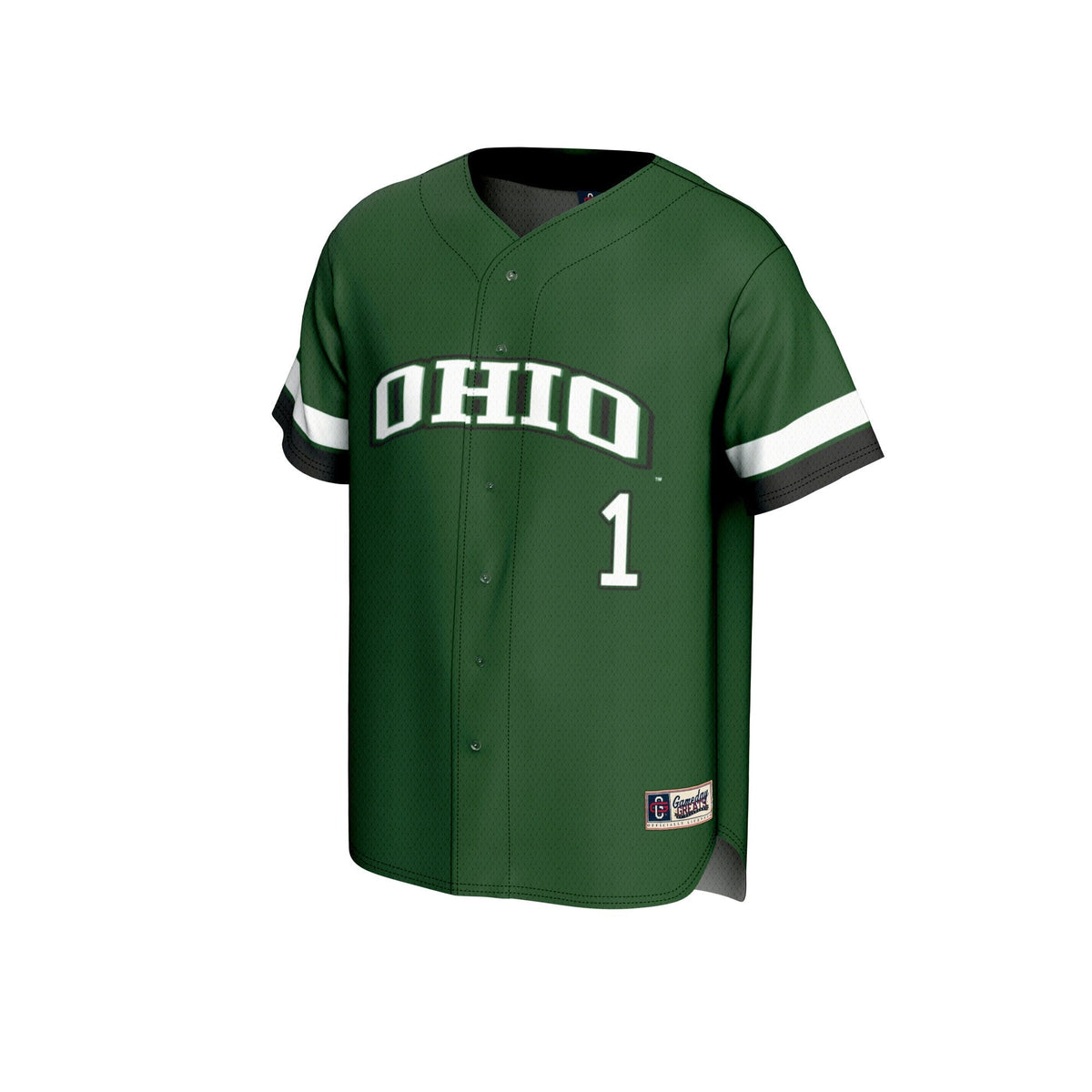 #1 Ohio Bobcats Lightweight Collegiate Baseball Fashion Jersey - Green product image 3, provided for visual reference and