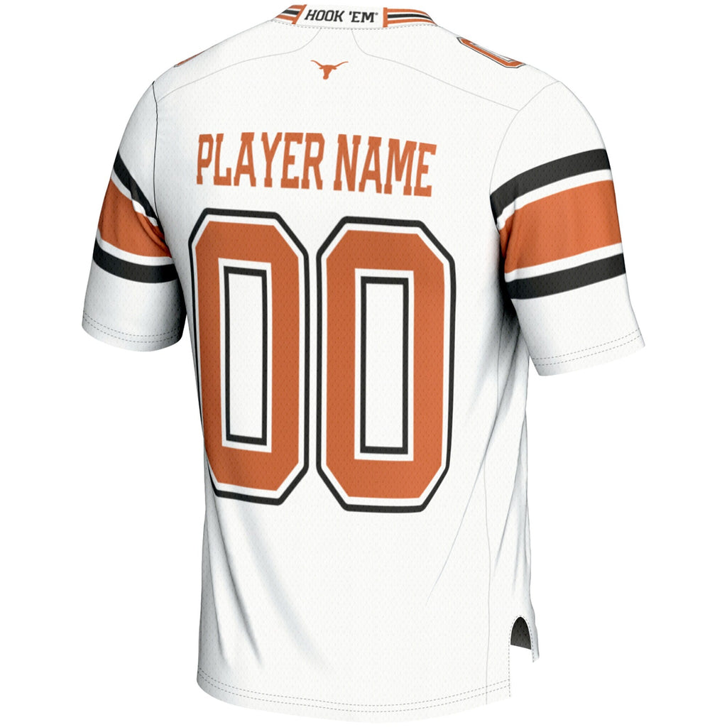 Texas Longhorns NIL Pick-A-Player Football Fashion Jersey - White product image 4, provided for visual reference and product