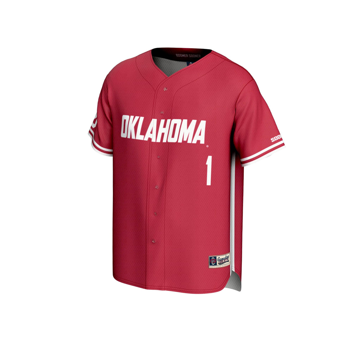 #1 Oklahoma Sooners Lightweight Baseball Jersey - Crimson product image 3, provided for visual reference and product detail