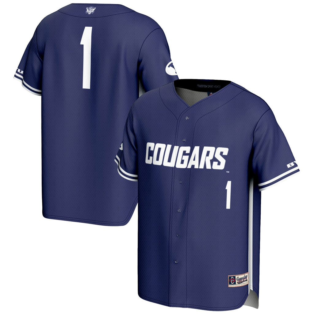 #1 BYU Cougars Lightweight Baseball Jersey - Navy product image 2, provided for visual reference and product detail review