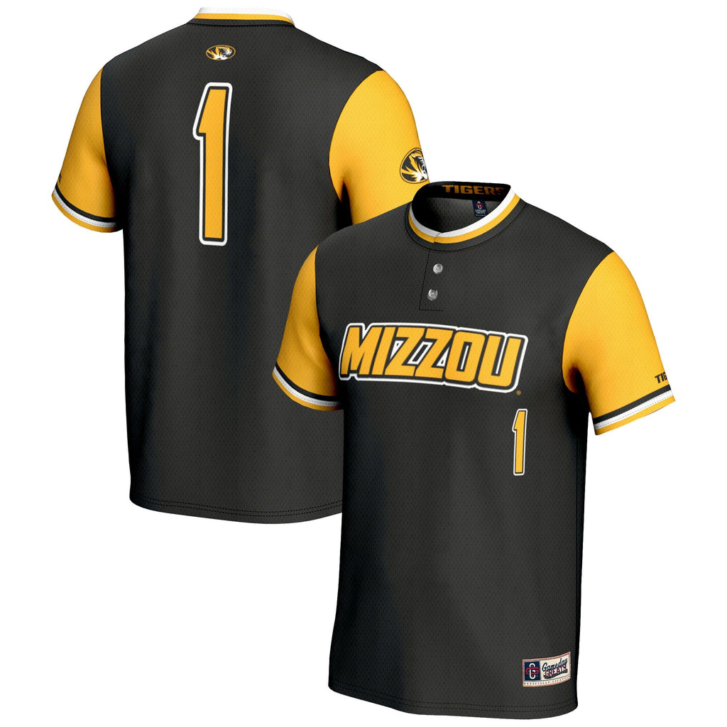 #1 Missouri Tigers Lightweight Softball Jersey - Black product image 1, provided for visual reference and product detail