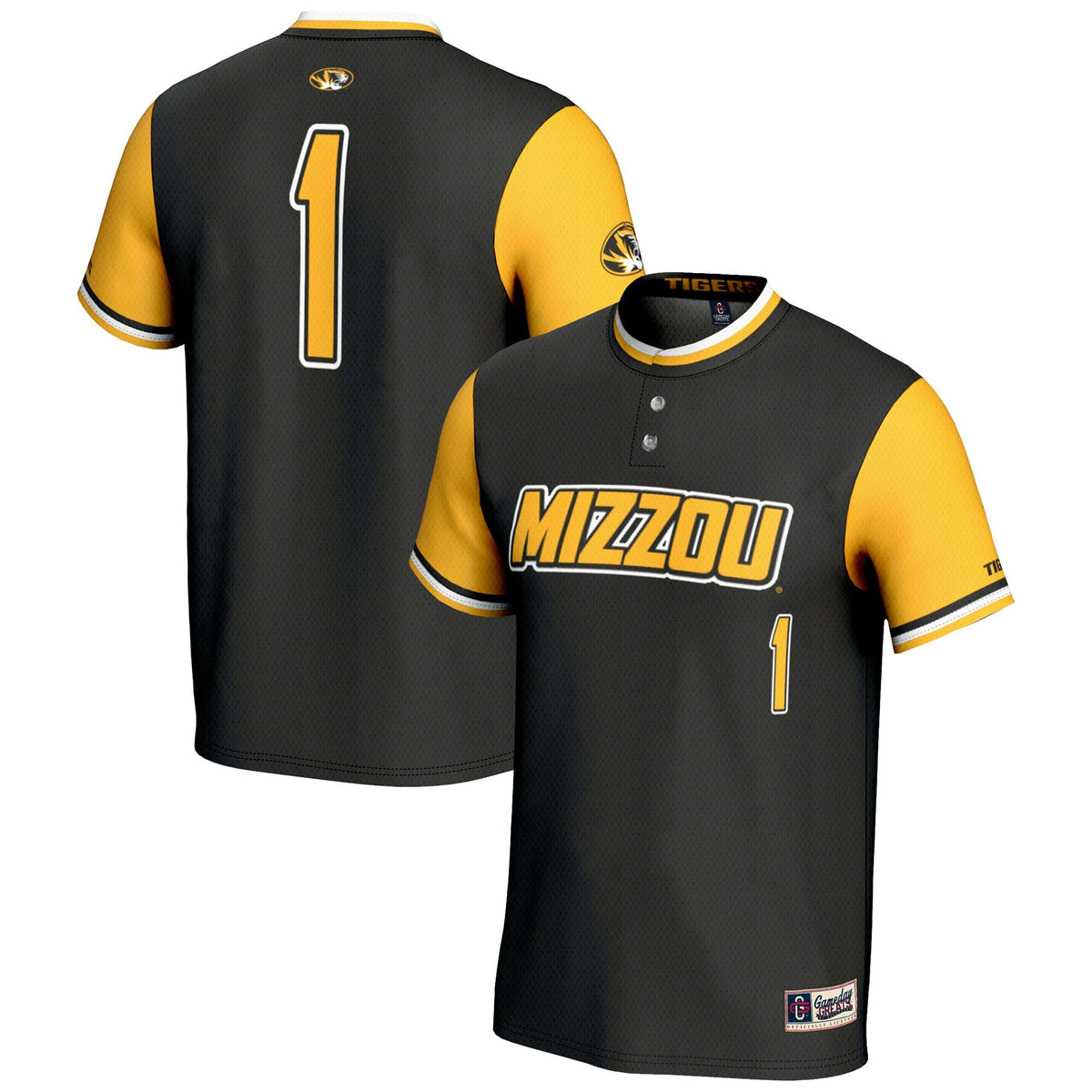 #1 Missouri Tigers Lightweight Softball Jersey - Black product image 1, provided for visual reference and product detail
