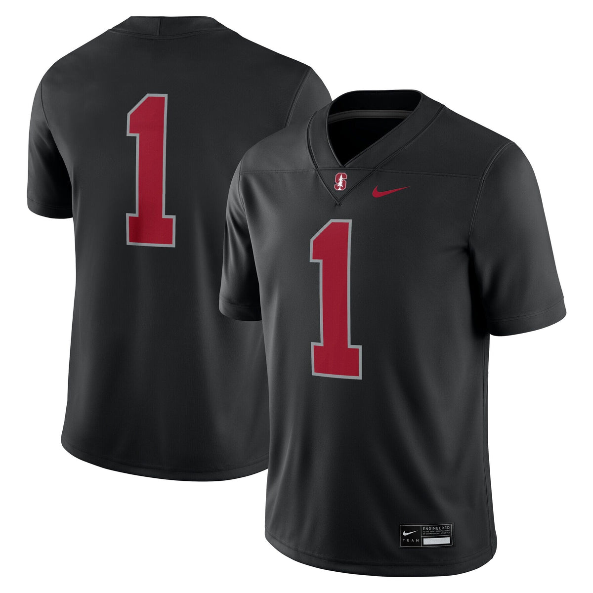 #1 Stanford Cardinal Alternate Game Jersey - Black product image 1, provided for visual reference and product detail review