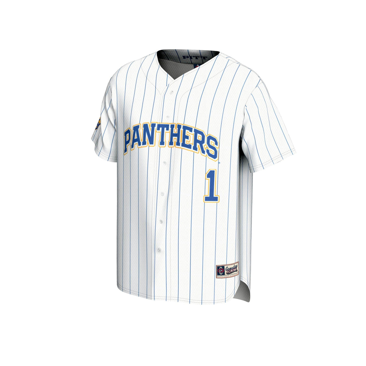 #1 Pitt Panthers Lightweight Baseball Jersey - White product image 3, provided for visual reference and product detail review