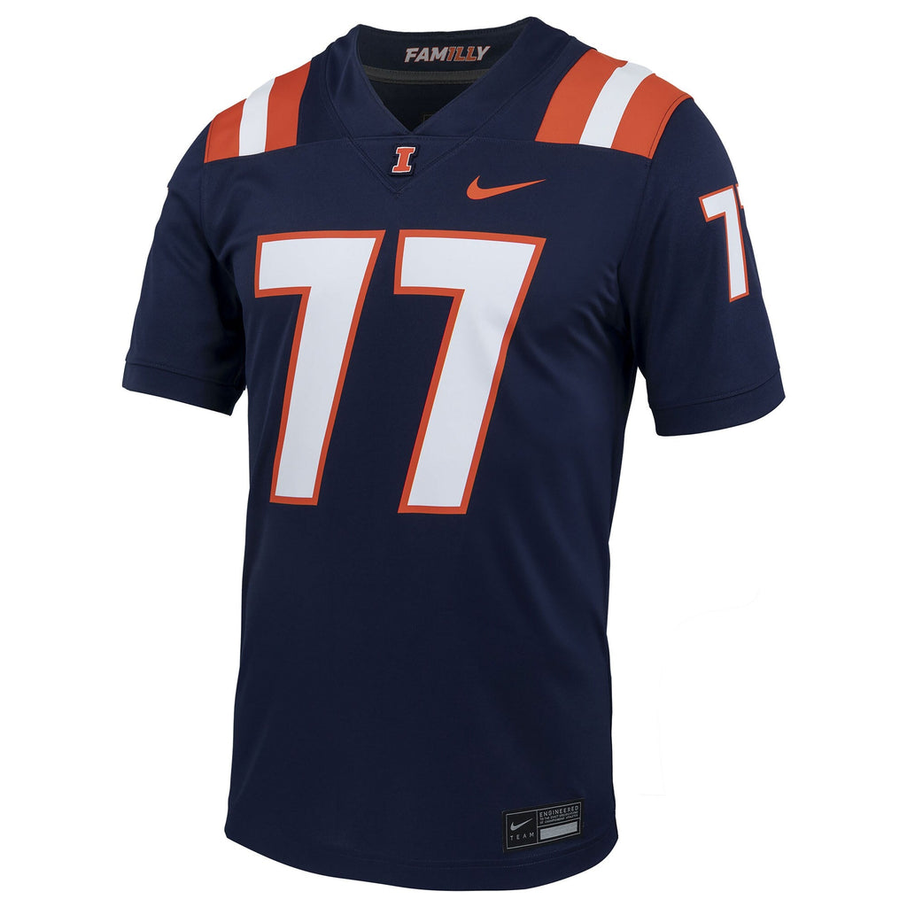 #77 Illinois Fighting Illini Untouchable Football Jersey – Navy product image 3, provided for visual reference and product