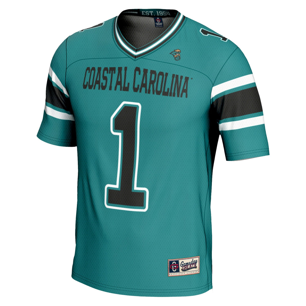 #1 Coastal Carolina Chanticleers Endzone Football Jersey - Teal product image 3, provided for visual reference and product