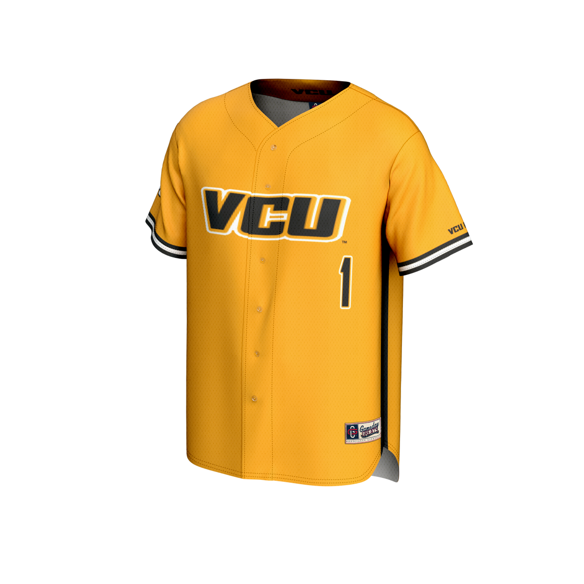 #1 VCU Rams Lightweight Baseball Fashion Jersey - Gold product image 3, provided for visual reference and product detail