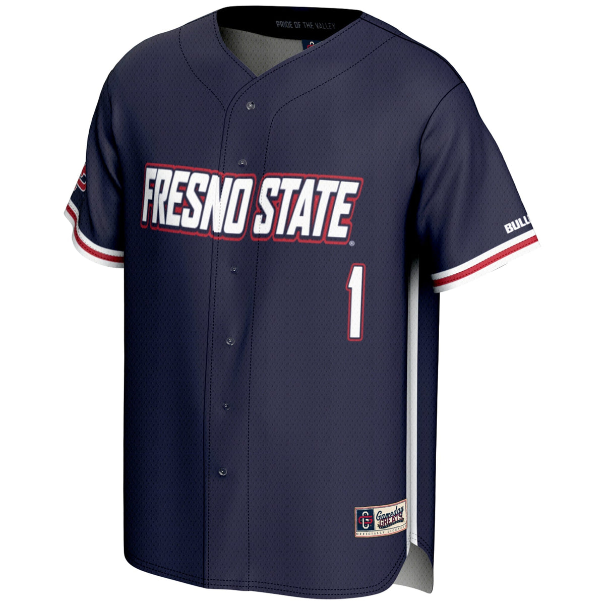 #1 Fresno State Bulldogs Lightweight Baseball Jersey - Navy product image 3, provided for visual reference and product
