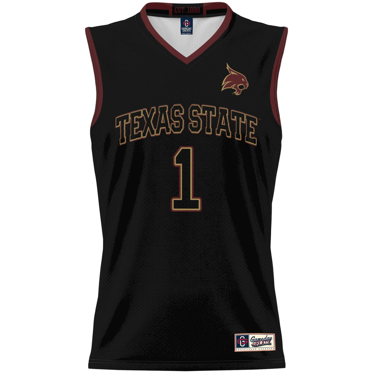 #1 Texas State Bobcats Lightweight Basketball Jersey - Black product image 3, provided for visual reference and product