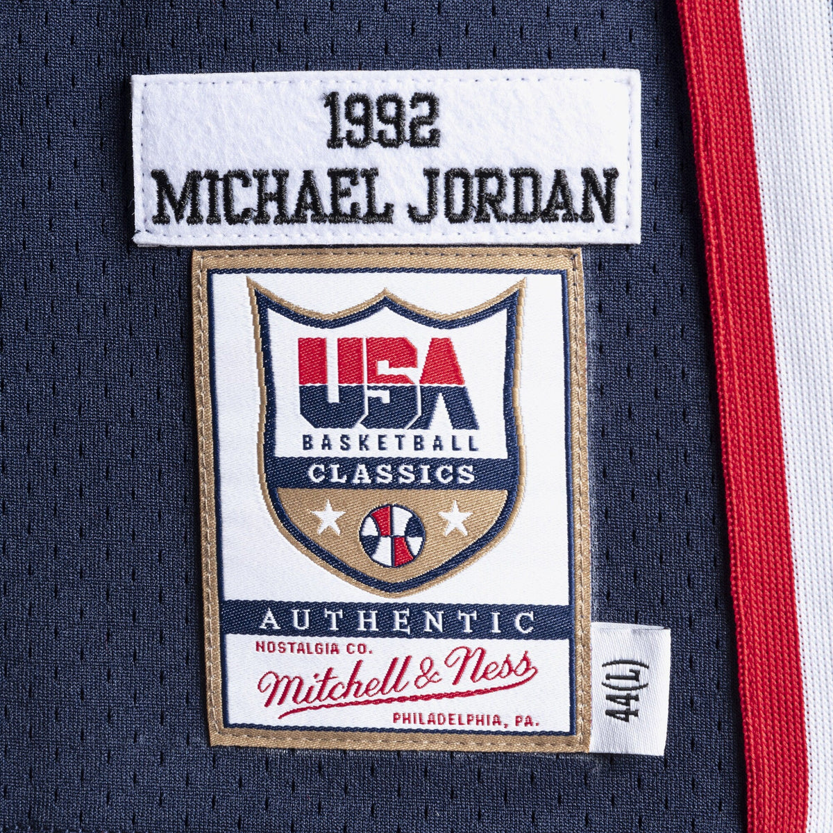 USA Basketball Authentic Jersey Michael Jordan 1992 Navy product image 4, provided for visual reference and product detail