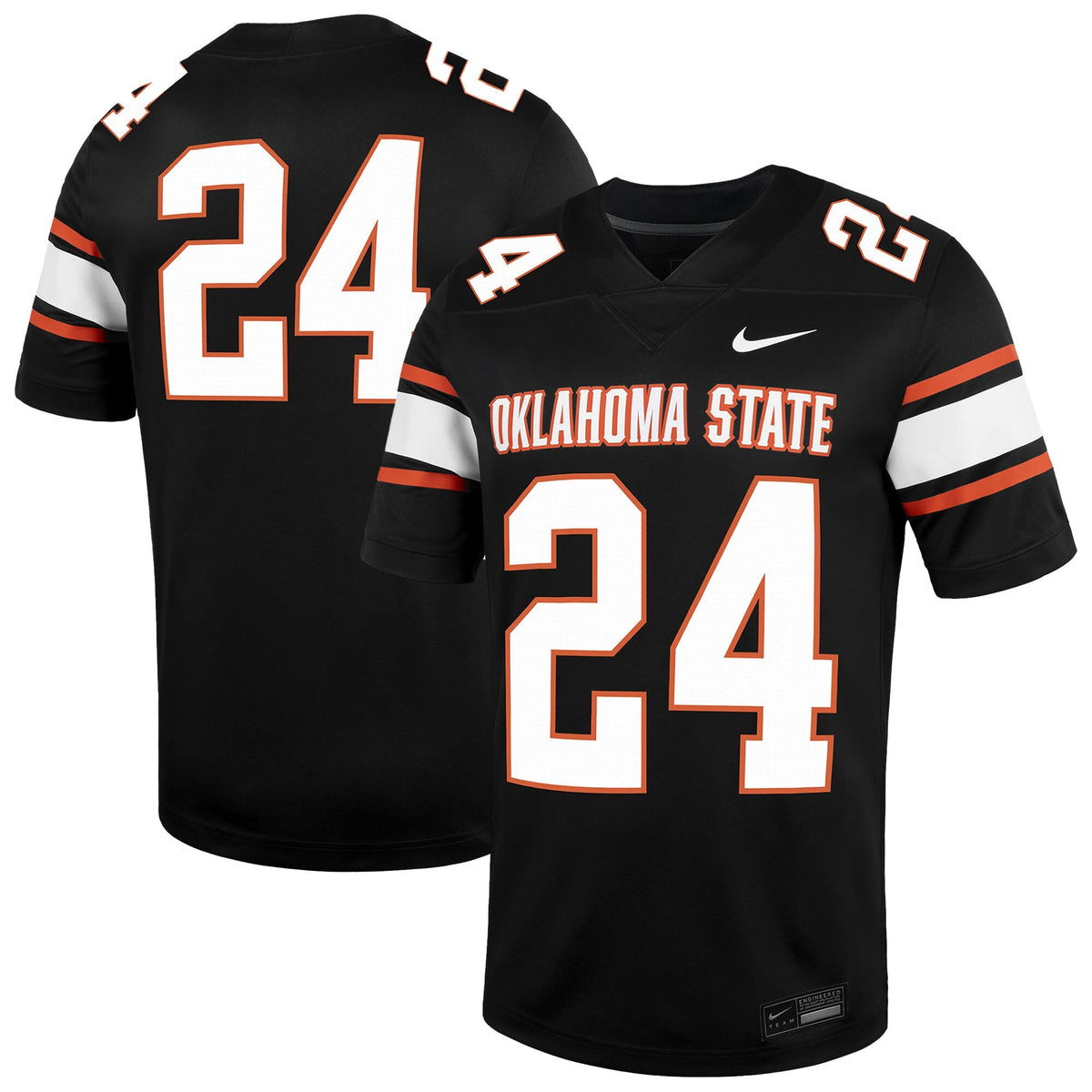 #24 Oklahoma State Cowboys Untouchable Football Jersey – Black product image 1, provided for visual reference and product
