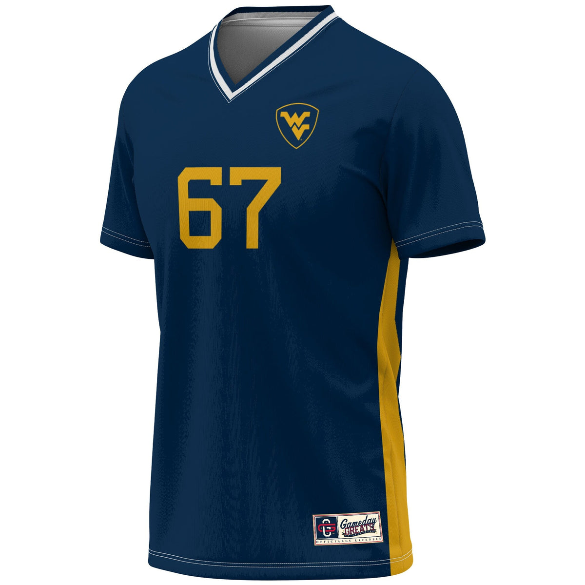 #1 West Virginia Mountaineers Lightweight Soccer Fashion Jersey - Navy product image 3, provided for visual reference and