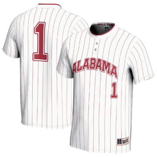 #1 Alabama Crimson Tide Lightweight Softball Fashion Jersey - White product image 2, provided for visual reference and