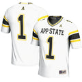 #1 Appalachian State Mountaineers Endzone Football Jersey - White product image 1, provided for visual reference and product