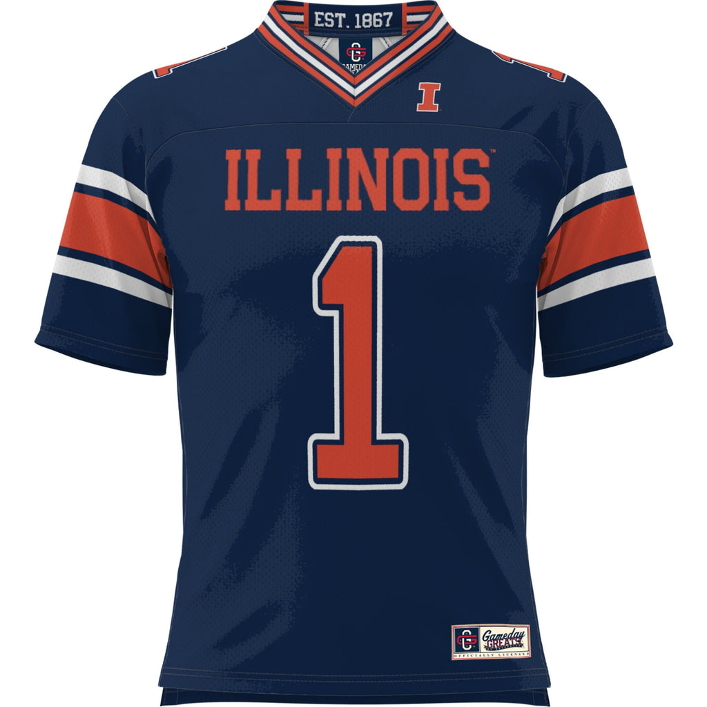 #1 Illinois Fighting Illini Football Jersey - Navy product image 3, provided for visual reference and product detail review
