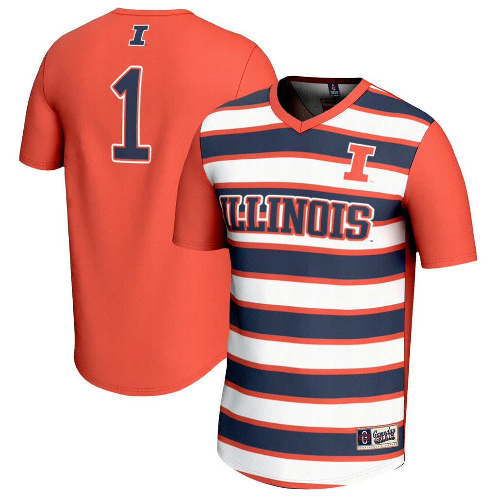 #1 Illinois Fighting Illini Lightweight Soccer Fashion Jersey - Orange product image 2, provided for visual reference and