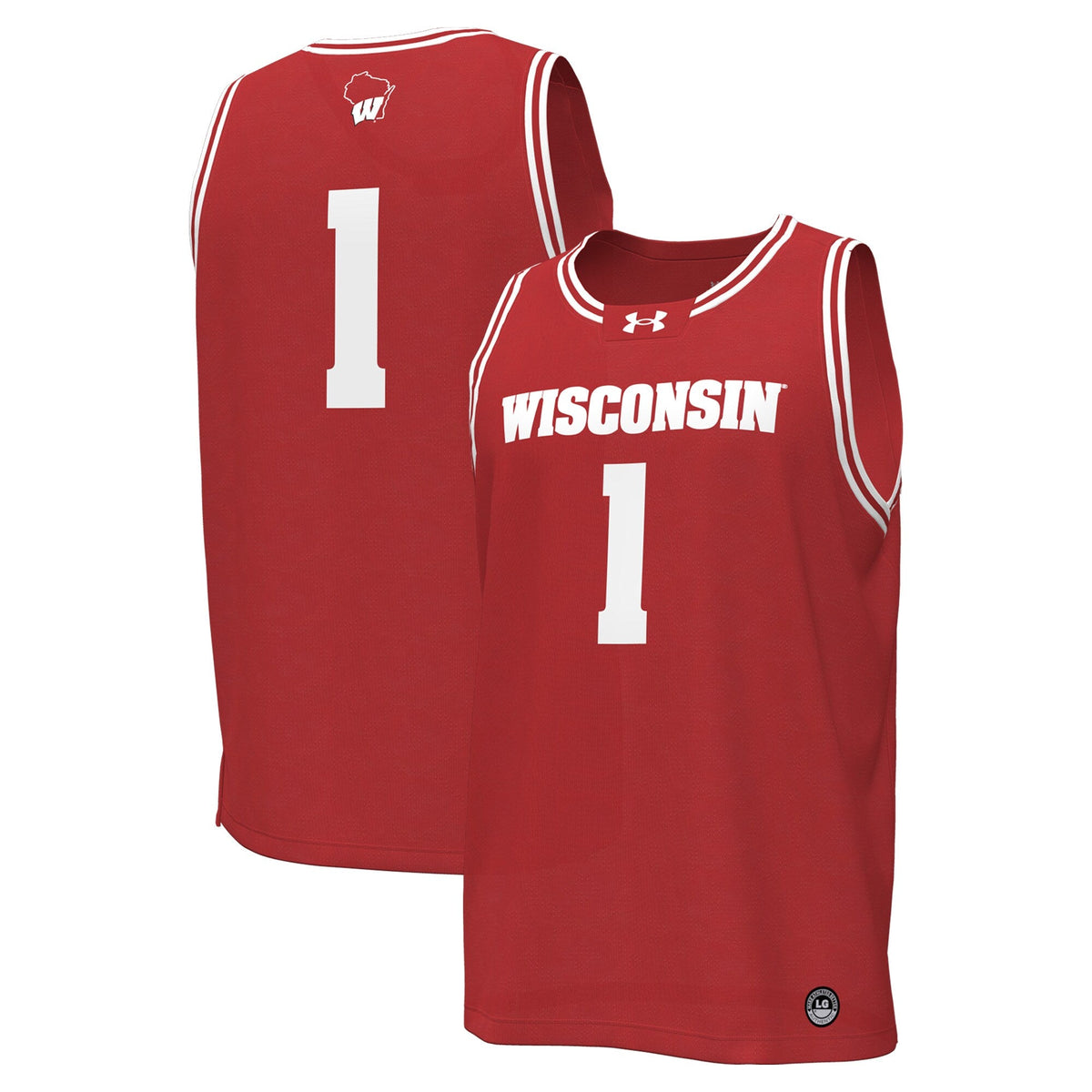 #1 Wisconsin Badgers Replica Basketball Jersey - Red product image 2, provided for visual reference and product detail review