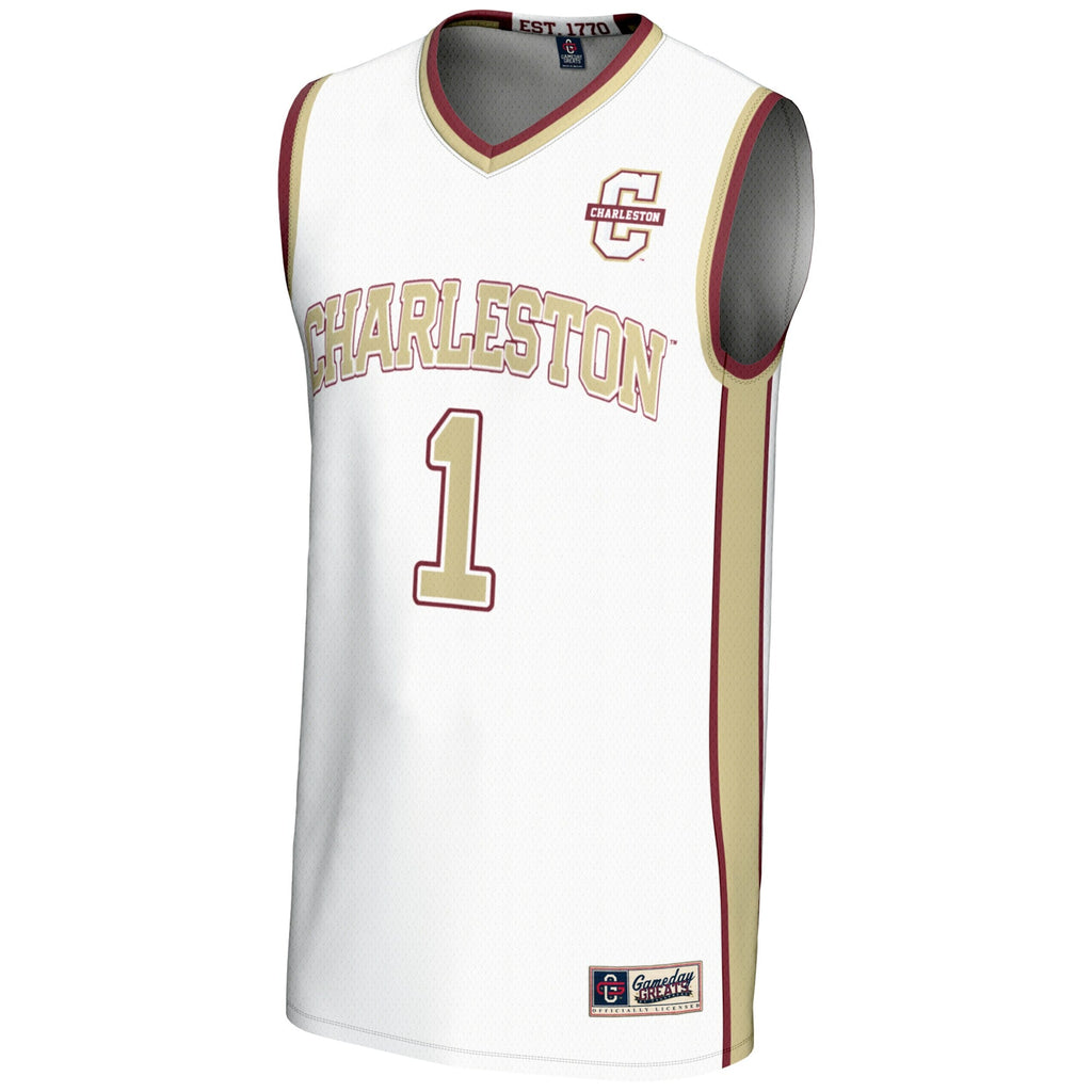 Charleston Cougars #1 Basketball Jersey - White product image 3, provided for visual reference and product detail review