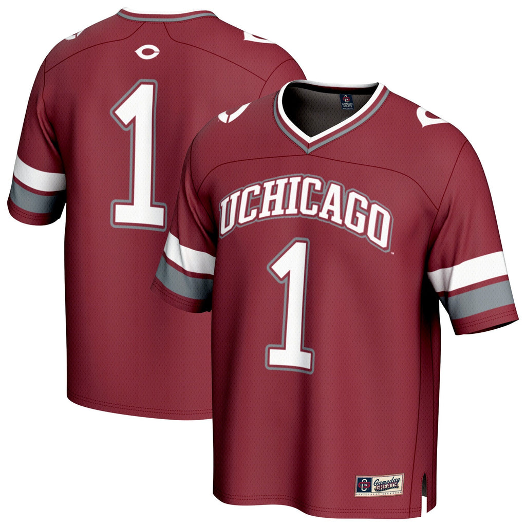 #1 UChicago Maroons Lightweight Collegiate Football Fashion Jersey - Maroon product image 2, provided for visual reference