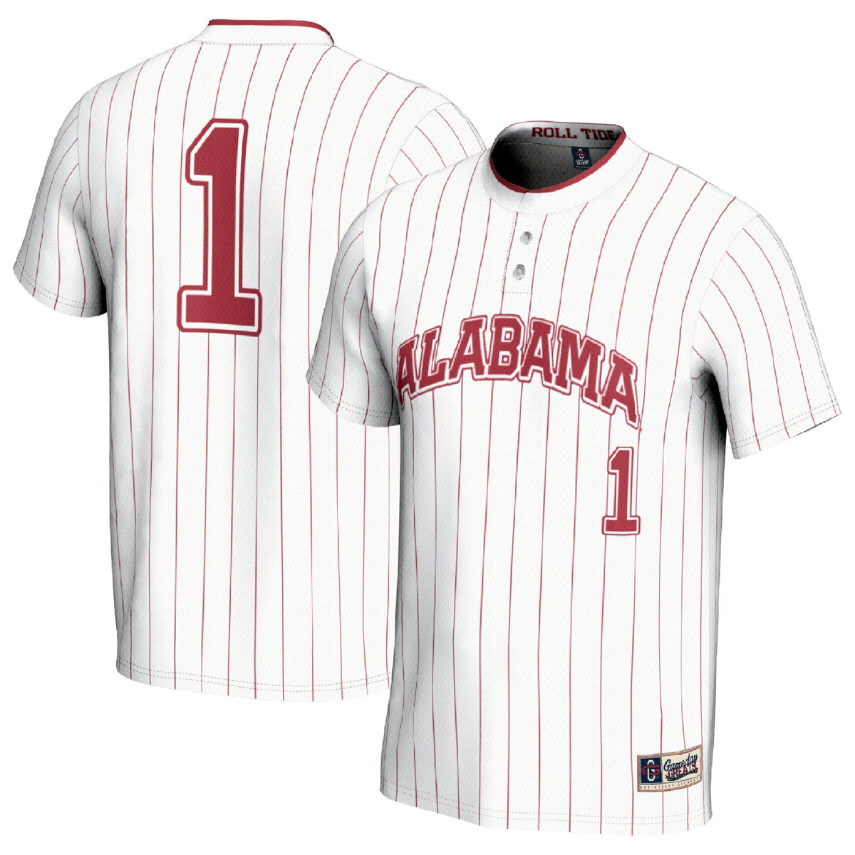 #1 Alabama Crimson Tide Lightweight Softball Fashion Jersey - White product image 1, provided for visual reference and