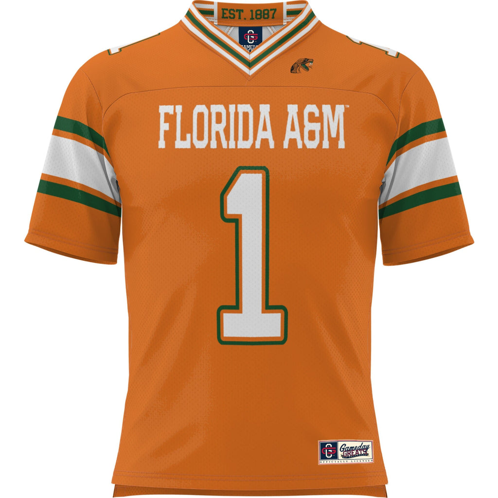 #1 Florida A&M Rattlers Football Jersey - Orange product image 3, provided for visual reference and product detail review