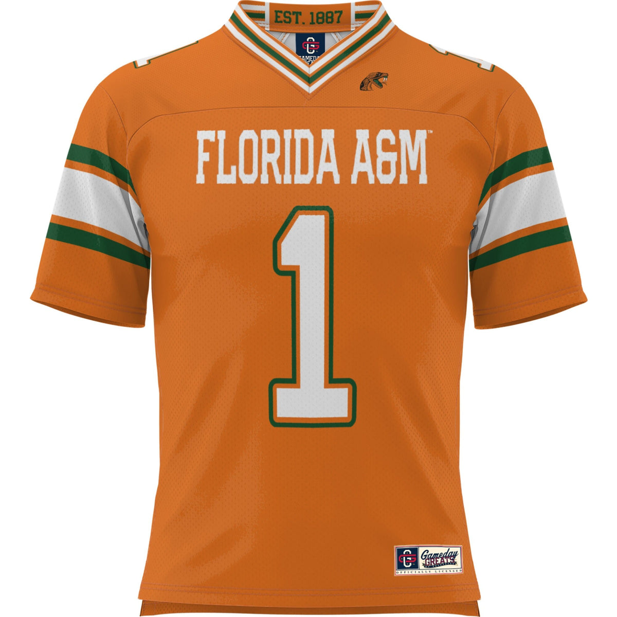 #1 Florida A&M Rattlers Football Jersey - Orange product image 3, provided for visual reference and product detail review