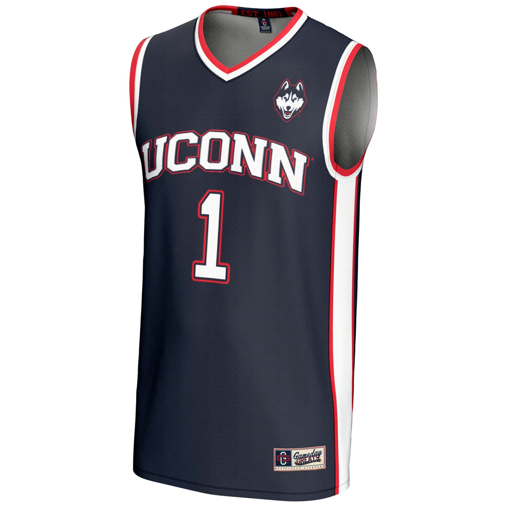 #1 UConn Huskies Lightweight Basketball Jersey - Navy product image 3, provided for visual reference and product detail