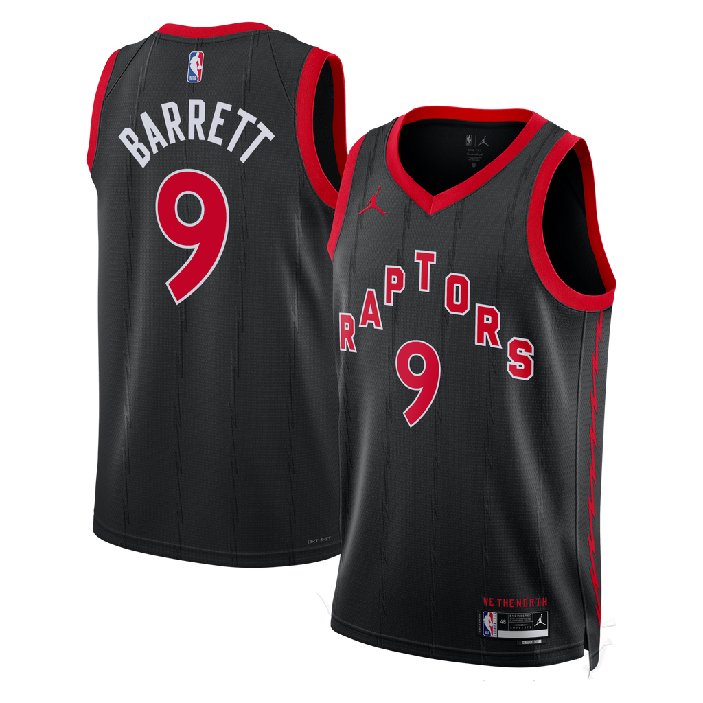 Toronto Raptors Statement Edition Swingman Jersey - Black - RJ Barrett product image 2, provided for visual reference and